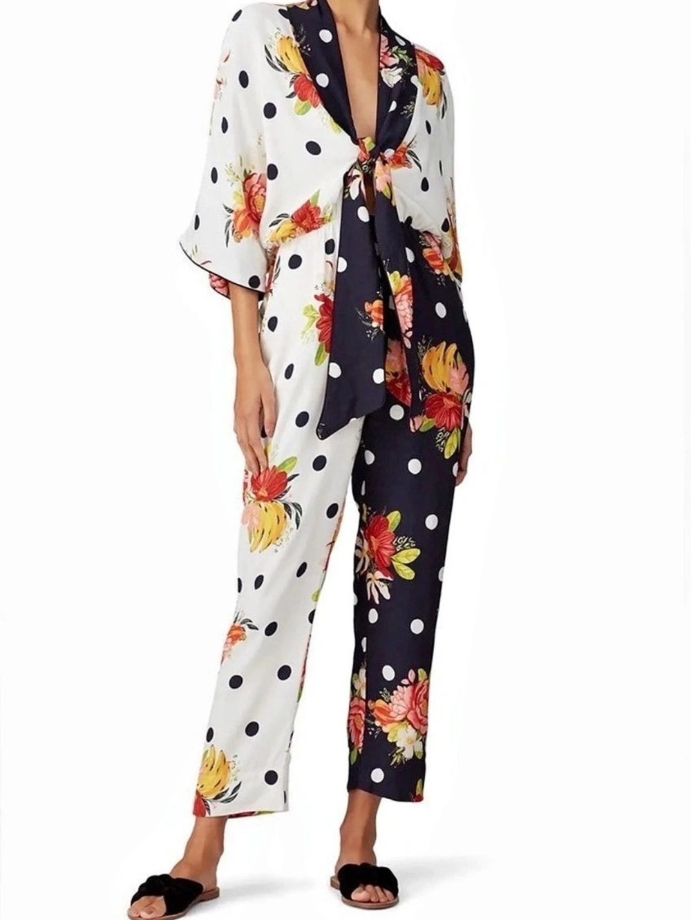 FARM Rio Mixed Nanaju Jumpsuit Floral Print White & Black